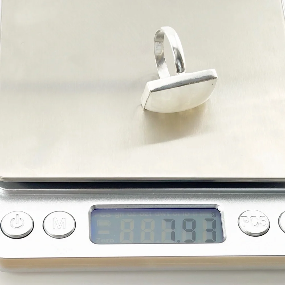 Pure Sterling Silver 925 Rainbow Moonstone Ring Size 9 1/4 9.25 Boho Southwest - Picture 9 of 10